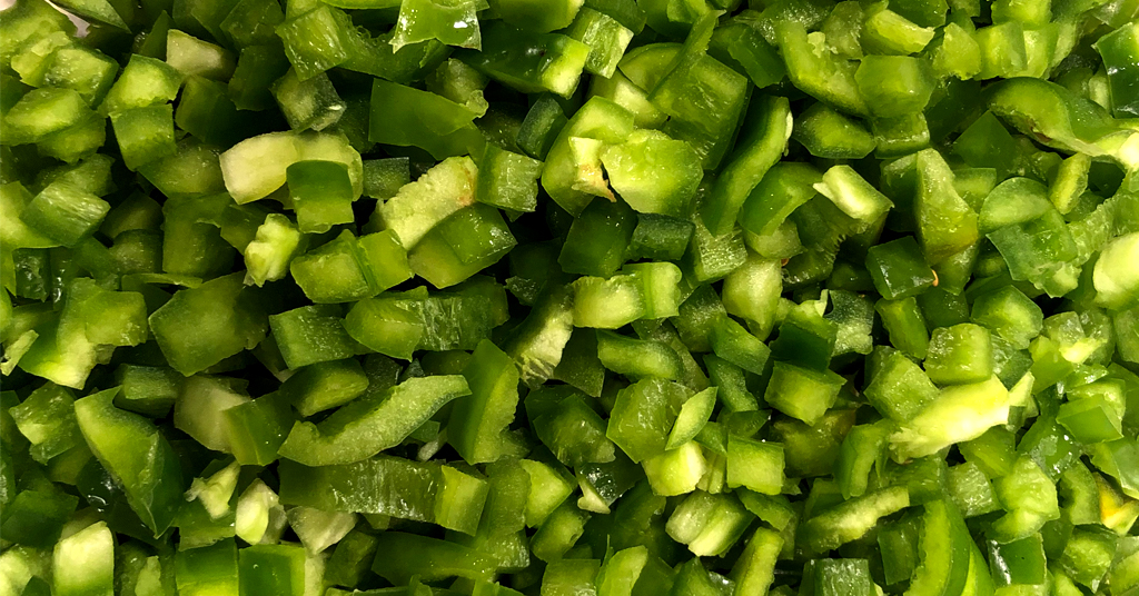 Diced green peppers for Zesty Salsa recipe
