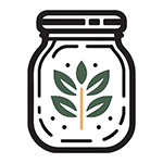 Preserving Guide Logo - a mason jar with a plant depicted inside