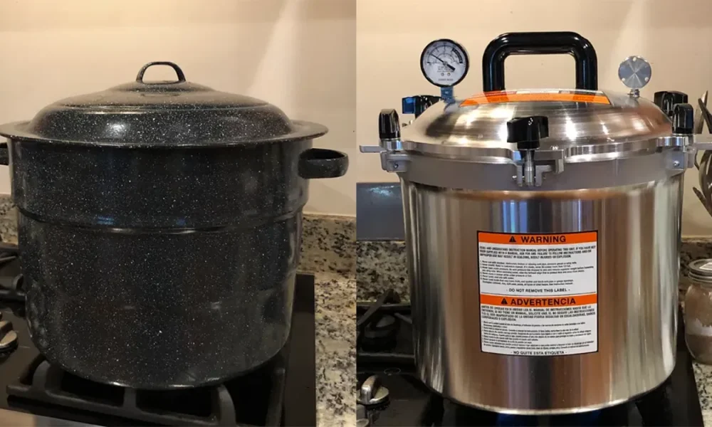 Side by side water bath canner and pressure canner