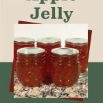 Pinterest Pin for How To Can Apple Jelly. Image of mason jars of apple jelly after being water bath canned.