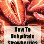 Pinterest Pin for How To Dehydrate Strawberries. Image of a dehydrated strawberries in a bowl.