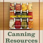 The image features the cover of the "Ball Complete Book of Home Preserving" placed on a wooden surface. The book cover displays colorful mason jars filled with various preserved foods. The background of the image is beige with a red border framing the book, and at the top, there is bold text that reads "Safe and Tested" in red. Below the book, the text "Canning Resources" is prominently displayed in green. At the bottom center, a small jar icon with a leaf design adds to the cohesive design of this guide on reliable canning resources.