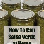 Glass jars of homemade salsa verde sealed with Ball SureTight lids, prepared for water bath canning. A step-by-step guide for canning salsa verde at home is featured with text overlay reading 'How To Can Salsa Verde at Home' and 'PreservingGuide.com.' Perfect for those seeking a salsa verde recipe or learning about water bath canning salsa verde.