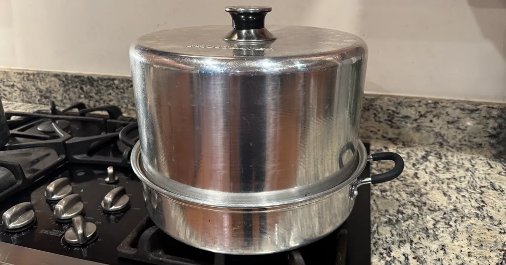 Steam Canner sitting on a stovetop.